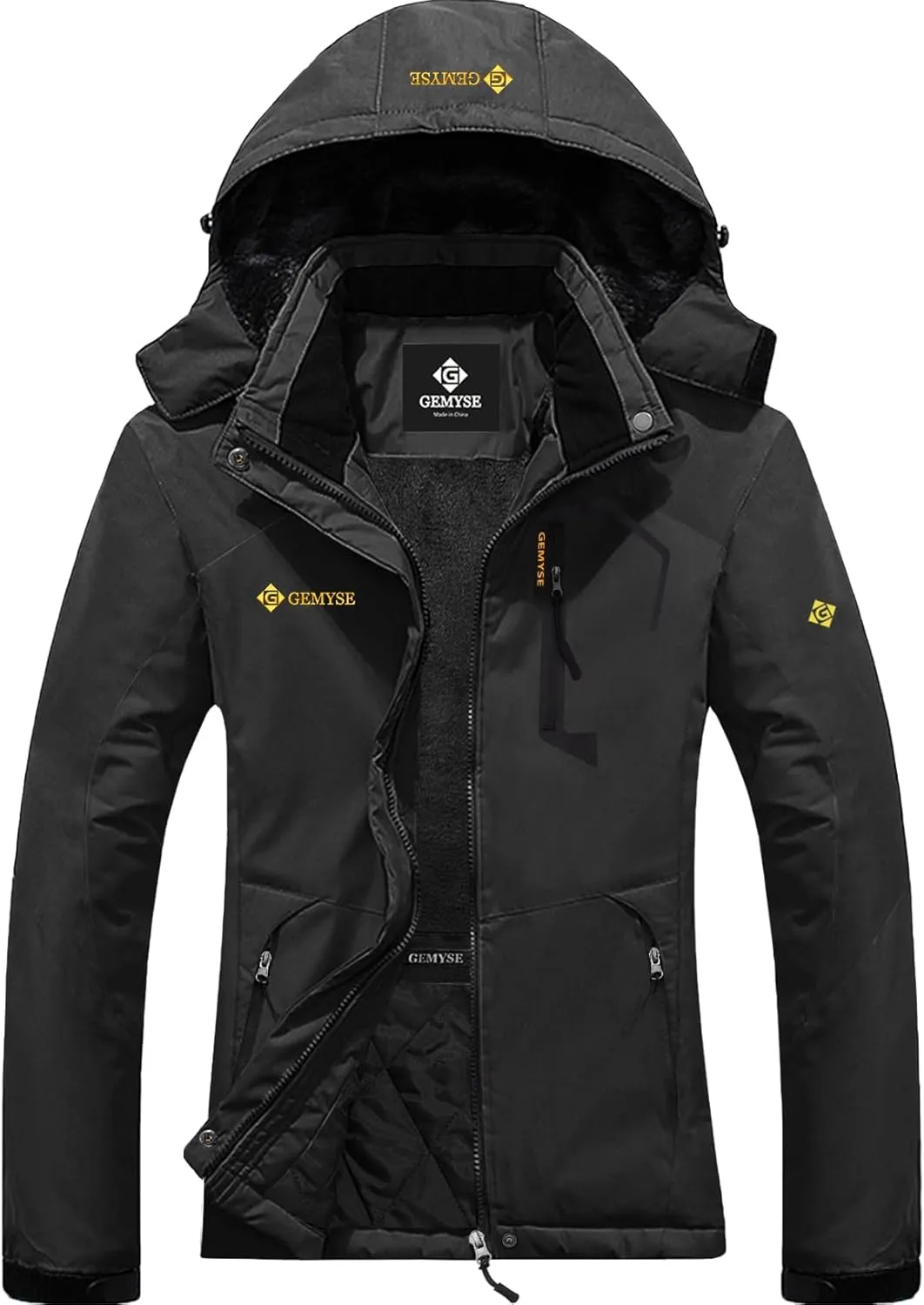 GEMYSE Women's Ski Snow Jacket Warm Winter Waterproof Coat Snowboard Rain Jacket Hooded Windproof Windbreaker