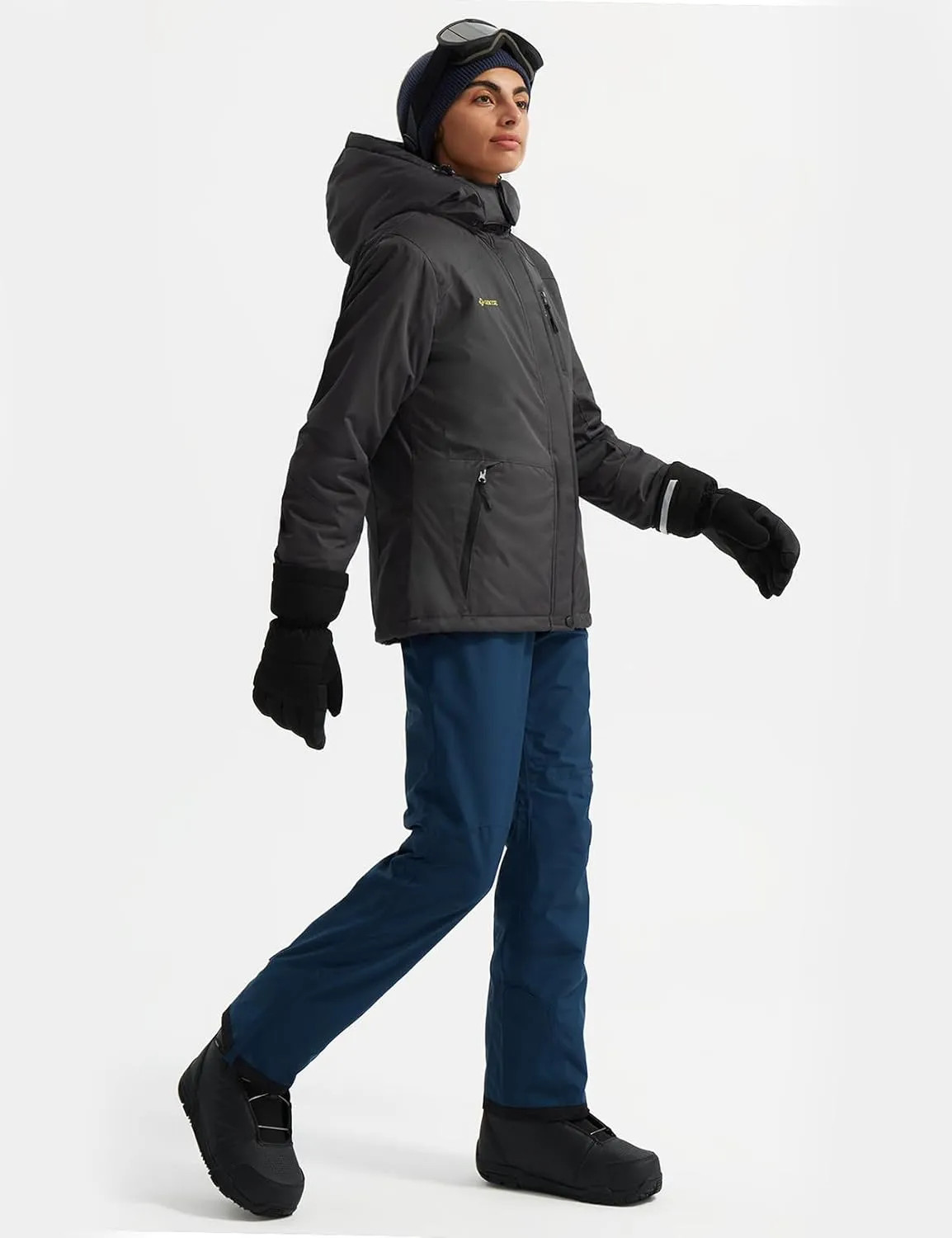 GEMYSE Women's Ski Snow Jacket Warm Winter Waterproof Coat Snowboard Rain Jacket Hooded Windproof Windbreaker