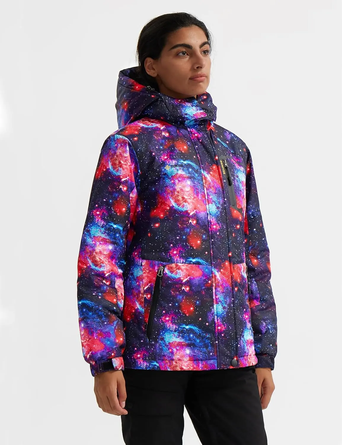 GEMYSE Women's Ski Snow Jacket Warm Winter Waterproof Coat Snowboard Rain Jacket Hooded Windproof Windbreaker