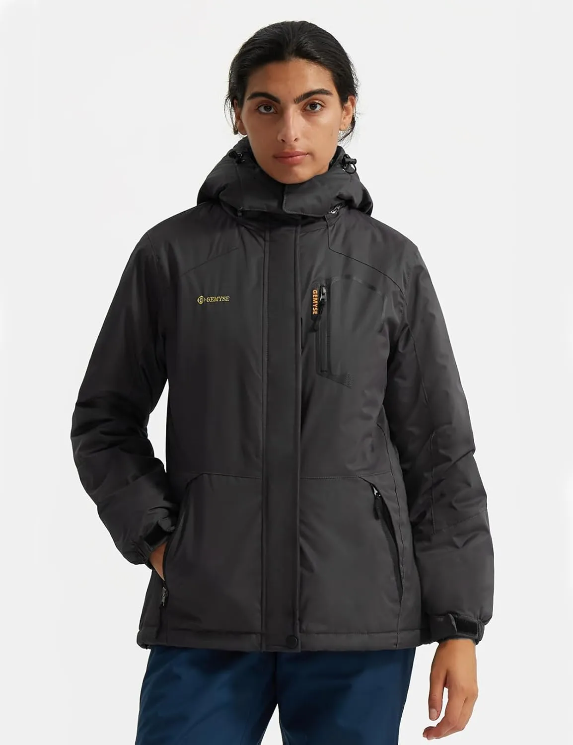 GEMYSE Women's Ski Snow Jacket Warm Winter Waterproof Coat Snowboard Rain Jacket Hooded Windproof Windbreaker