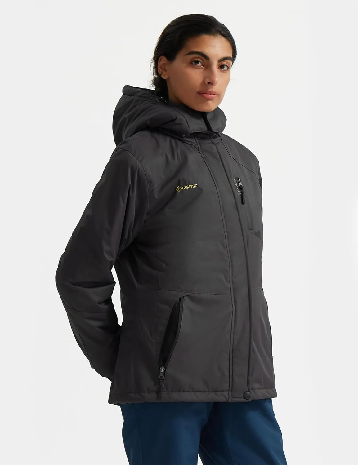 GEMYSE Women's Ski Snow Jacket Warm Winter Waterproof Coat Snowboard Rain Jacket Hooded Windproof Windbreaker