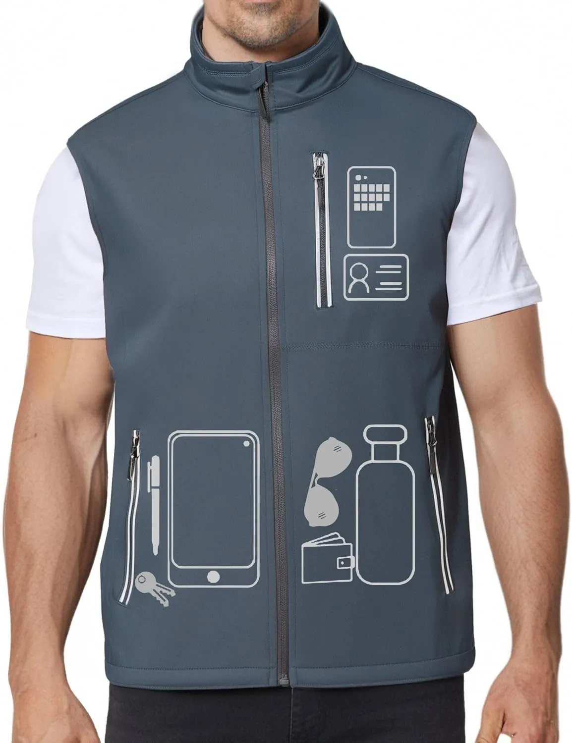 GIISAM Men's Softshell Vest,Windproof Sleeveless Golf Vests for Men Waterproof Running Cycling Vest