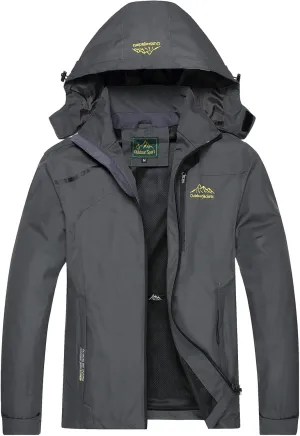 GIISAM Mens Windproof Jacket Waterproof Lightweight Mountain Sport Jacket for Men Hooded Windbreaker Raincoat