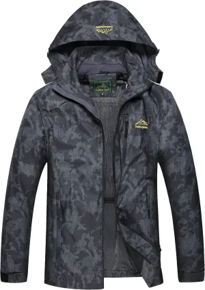GIISAM Mens Windproof Jacket Waterproof Lightweight Mountain Sport Jacket for Men Hooded Windbreaker Raincoat