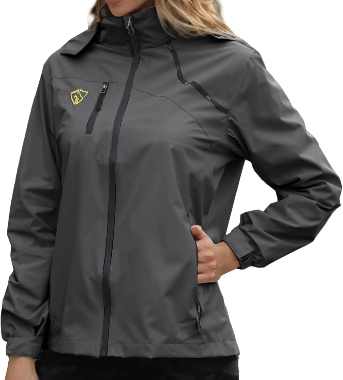 GIISAM Women's Waterproof Rain Jacket,Lightweight Windproof Full Zip Women's Packable Fall Raincoat Windbreaker with Hood