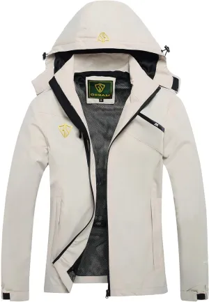 GIISAM Women's Waterproof Rain Jacket,Lightweight Windproof Full Zip Women's Packable Fall Raincoat Windbreaker with Hood