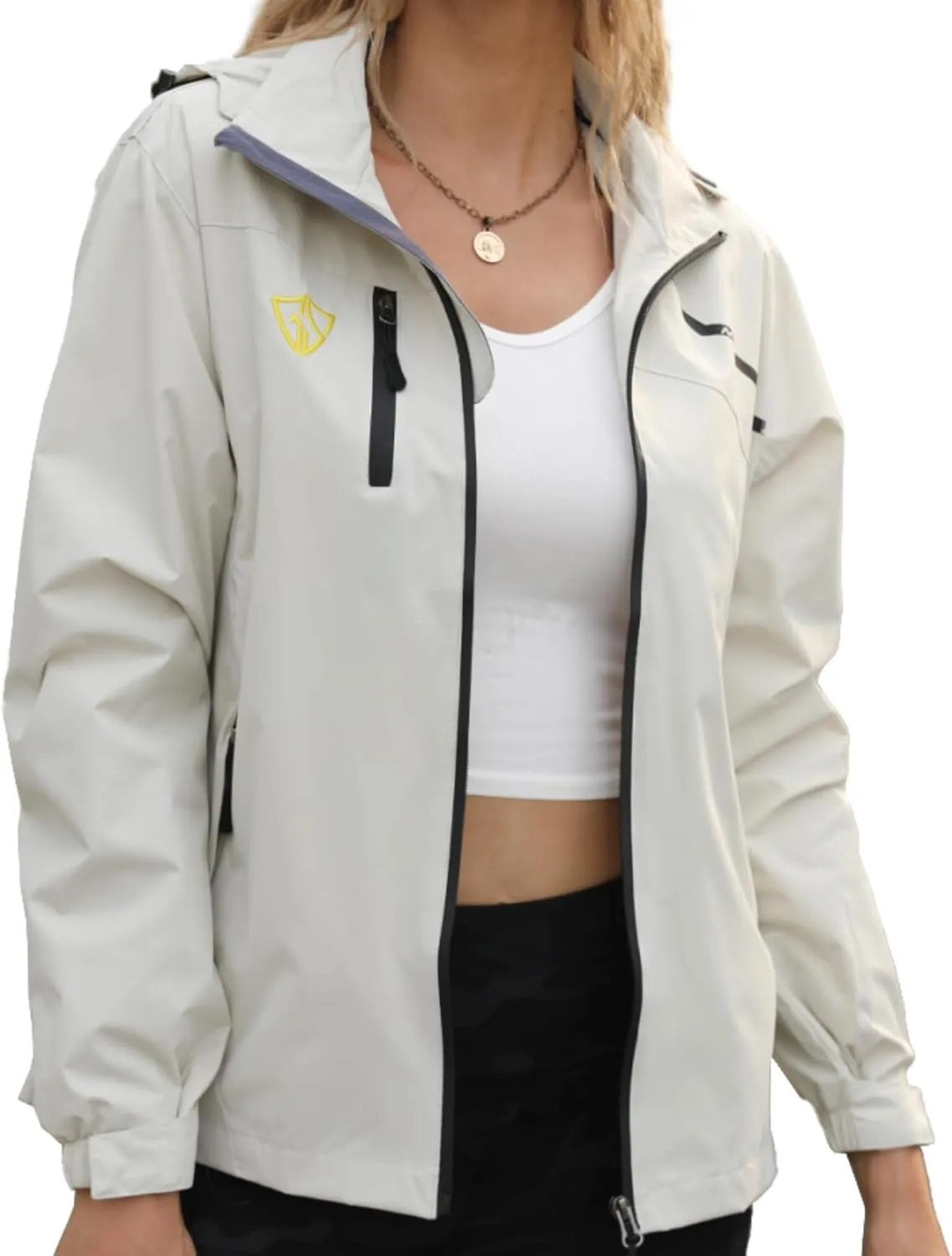 GIISAM Women's Waterproof Rain Jacket,Lightweight Windproof Full Zip Women's Packable Fall Raincoat Windbreaker with Hood