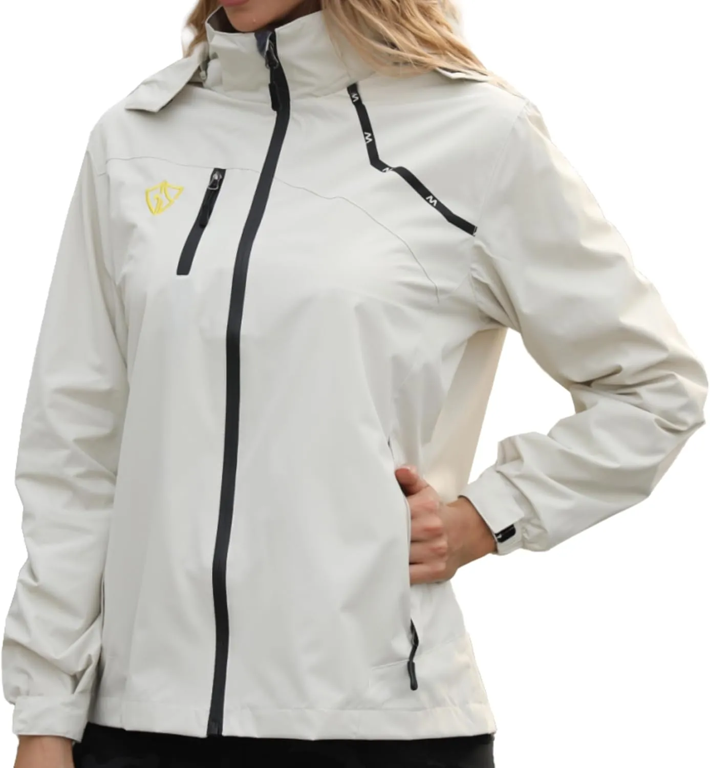 GIISAM Women's Waterproof Rain Jacket,Lightweight Windproof Full Zip Women's Packable Fall Raincoat Windbreaker with Hood