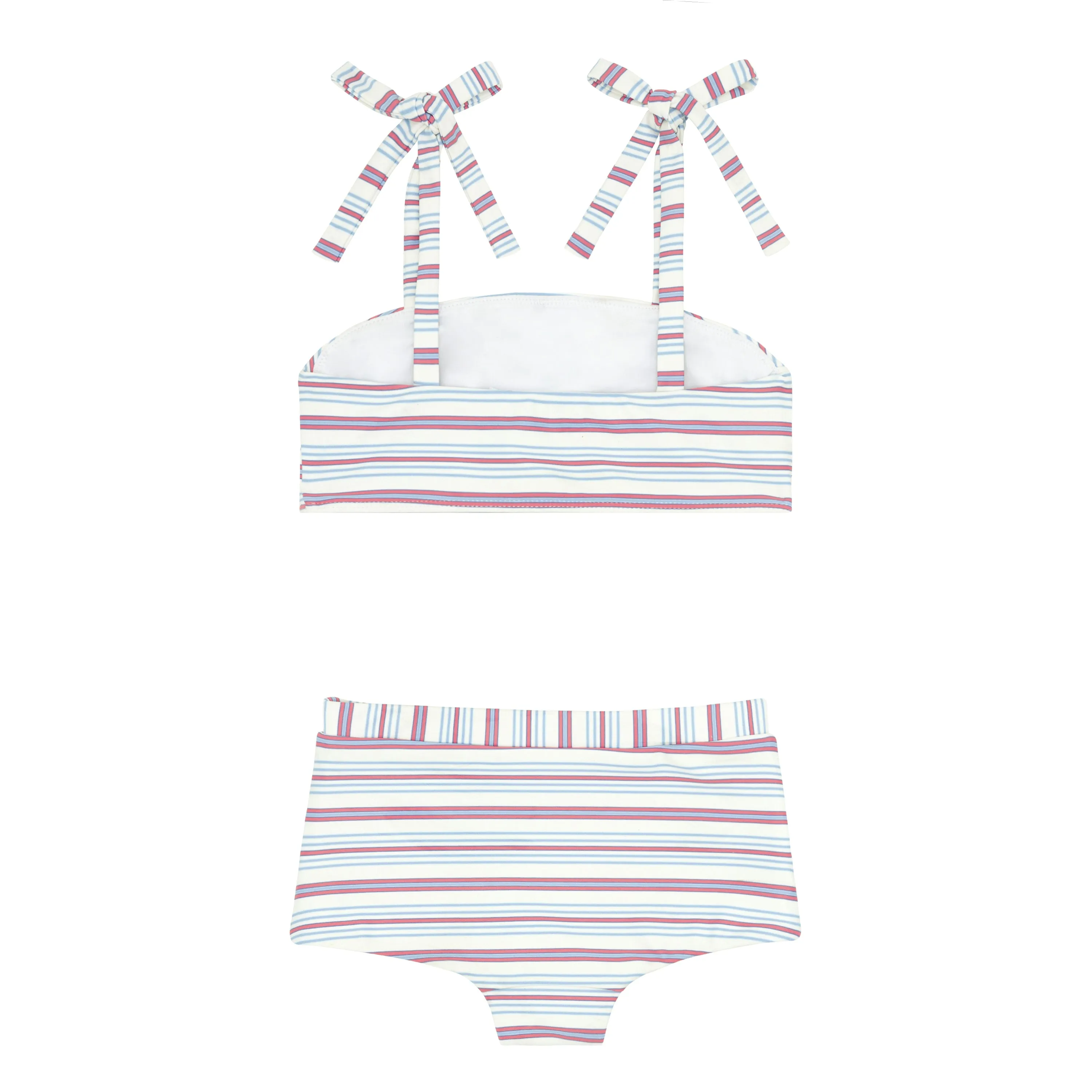 girls vintage stripe bandeau top and swim shorts bikini