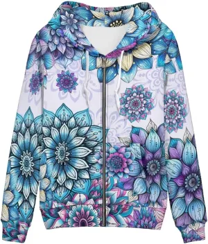 GLUDEAR Women Novelty Graphic Print Zip Up Hoodies Long Sleeve Hooded Sweatshirts Oversized Casual Jackets with Pocket XS-5XL