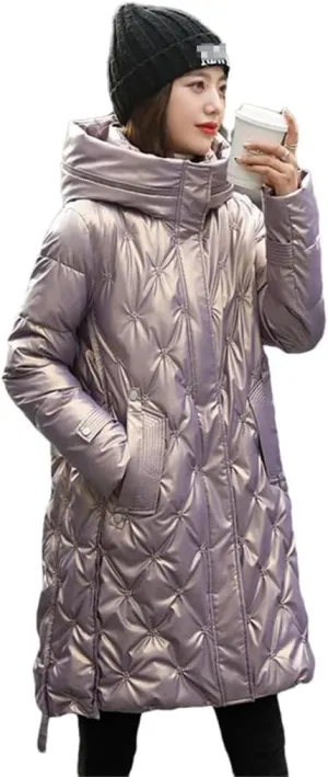 Haitpant Winter Long Cotton-Padded Coat Womens Casual Hooded Parkas Jacket Coat Down Jacket