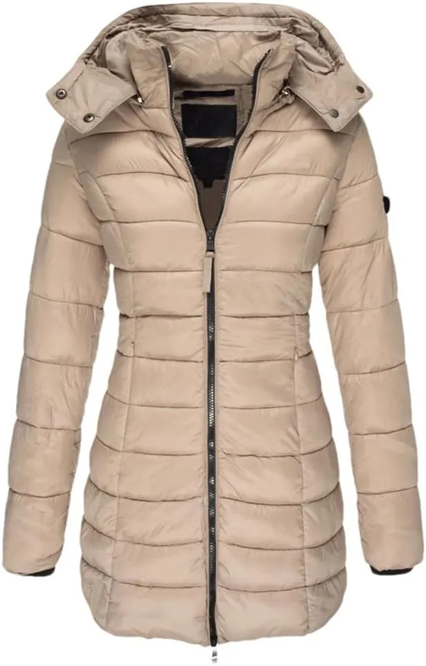 Haitpant Womens Winter Long Down Coat Thicken Warm Hooded Cotton Padded Puffer Jacket Overcoat
