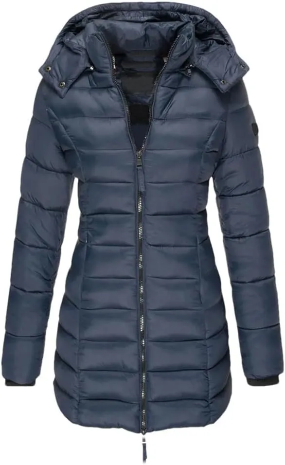 Haitpant Womens Winter Long Down Coat Thicken Warm Hooded Cotton Padded Puffer Jacket Overcoat