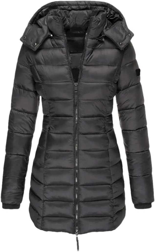 Haitpant Womens Winter Long Down Coat Thicken Warm Hooded Cotton Padded Puffer Jacket Overcoat