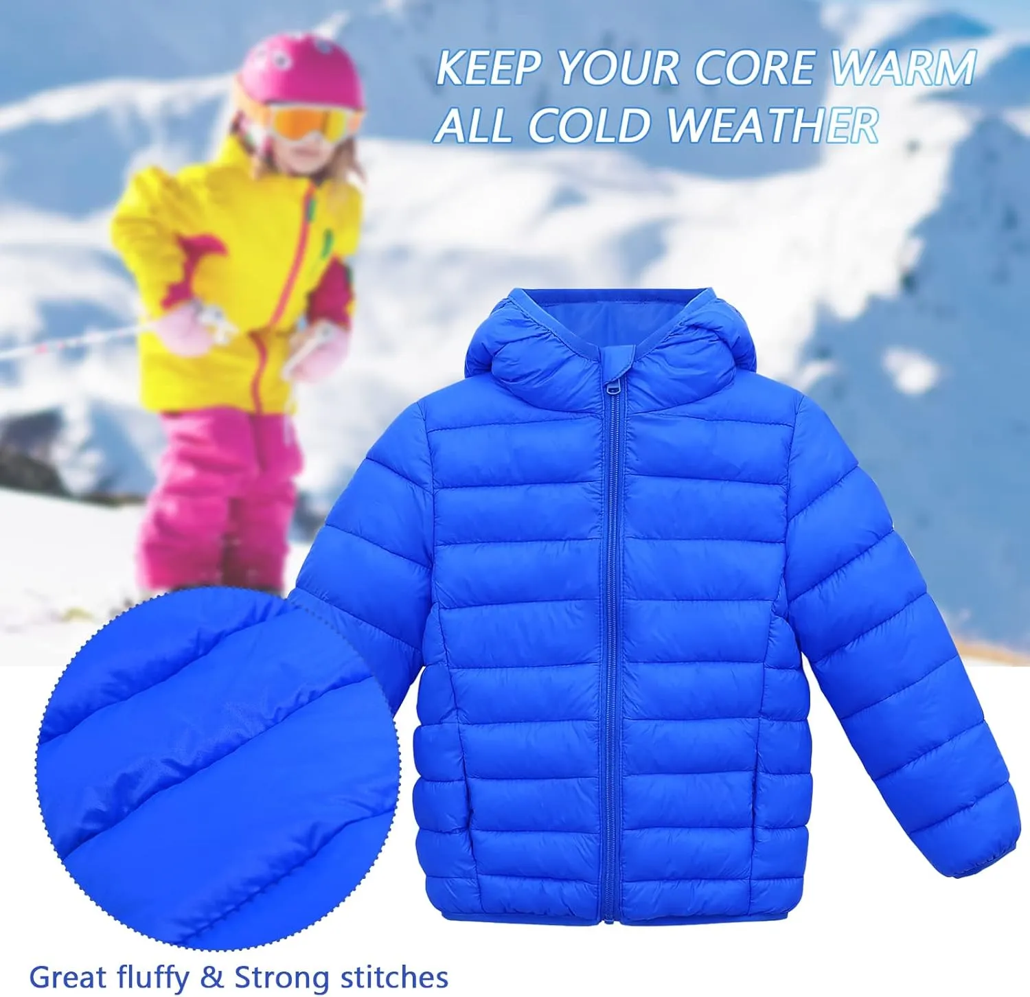 Happy Cherry Baby Boys Girls Hooded Coat Winter Lightweight Down Jacket Packable Cotton Coat