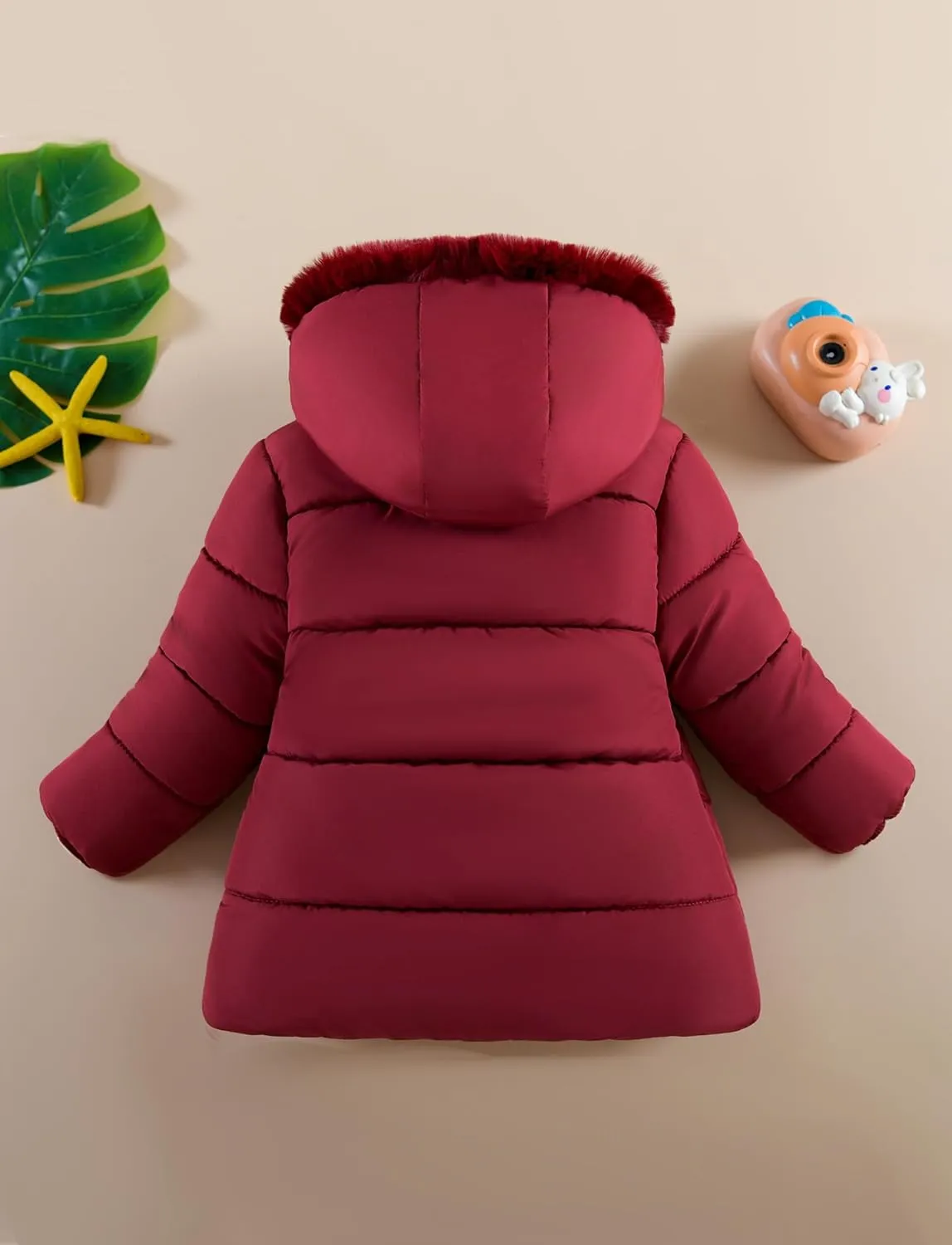 Happy Cherry Baby Girls Winter Long Jacket Long Warm Fleece Outwear Coats with Hoods Snow Outdoor Clothing Down Jacket