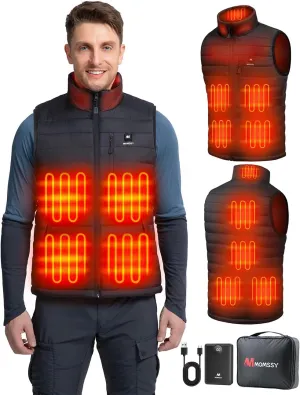 Heated Vest for Men, 9 Heating Zones Rechargeable Heated Vest with Battery Pack