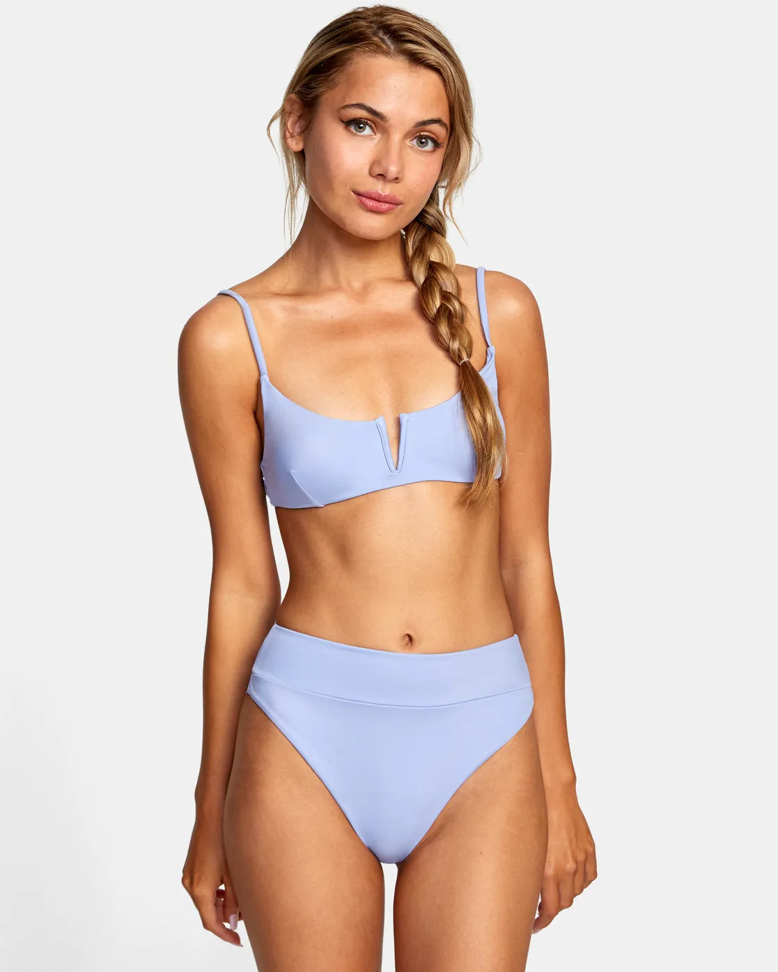 High-Rise Cheeky Bikini Bottoms - Grey Purple