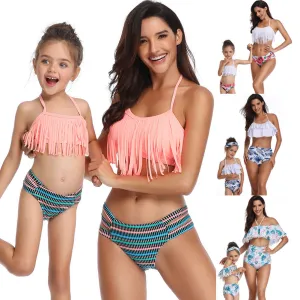 Hirigin Family Matching Swimwear Women Bikni Set Baby Girls Swimsuit 2019 Beach Simming Mother And Me High Waist Bathing Suit