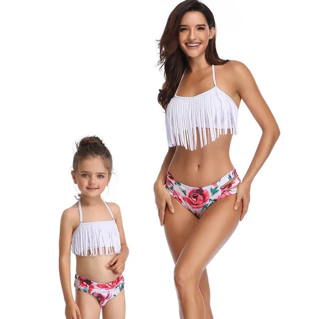 Hirigin Family Matching Swimwear Women Bikni Set Baby Girls Swimsuit 2019 Beach Simming Mother And Me High Waist Bathing Suit