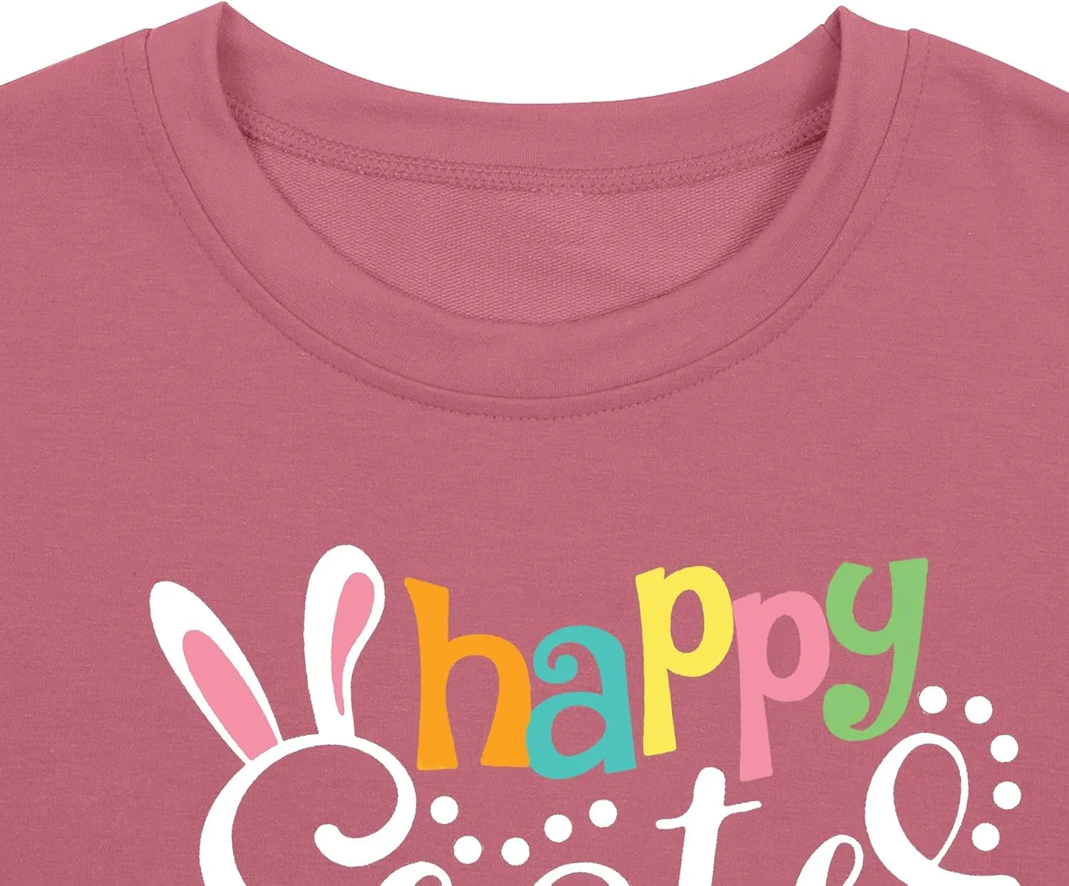 hohololo Women Happy Easter Sweatshirt Bunny Rabbit Graphic Shirt Cute Letter Printed Long Sleeve Pullover