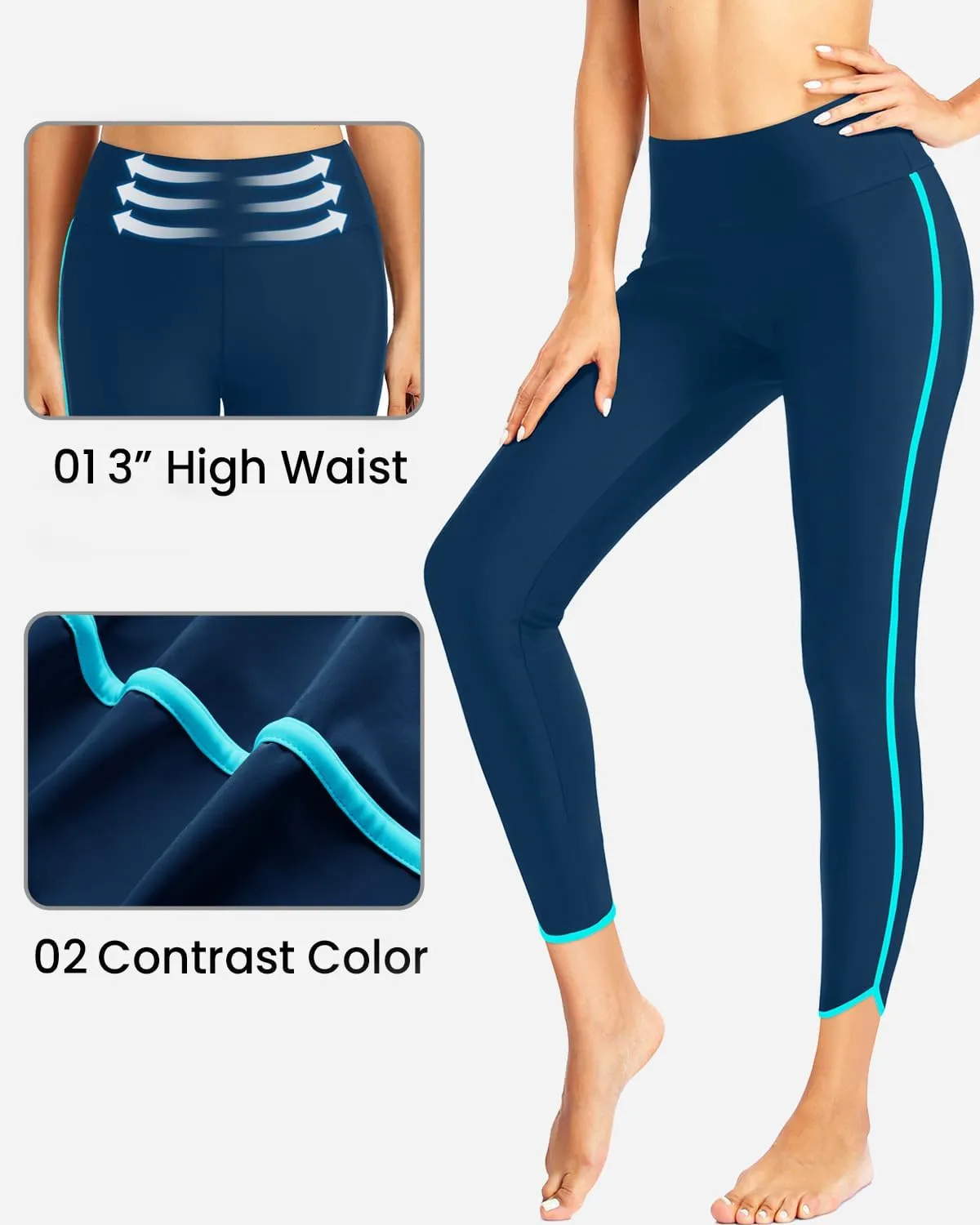Holipick High Waisted Swim Pants for Women - Swimming Leggings Swimsuit UPF 50  Rash Guard
