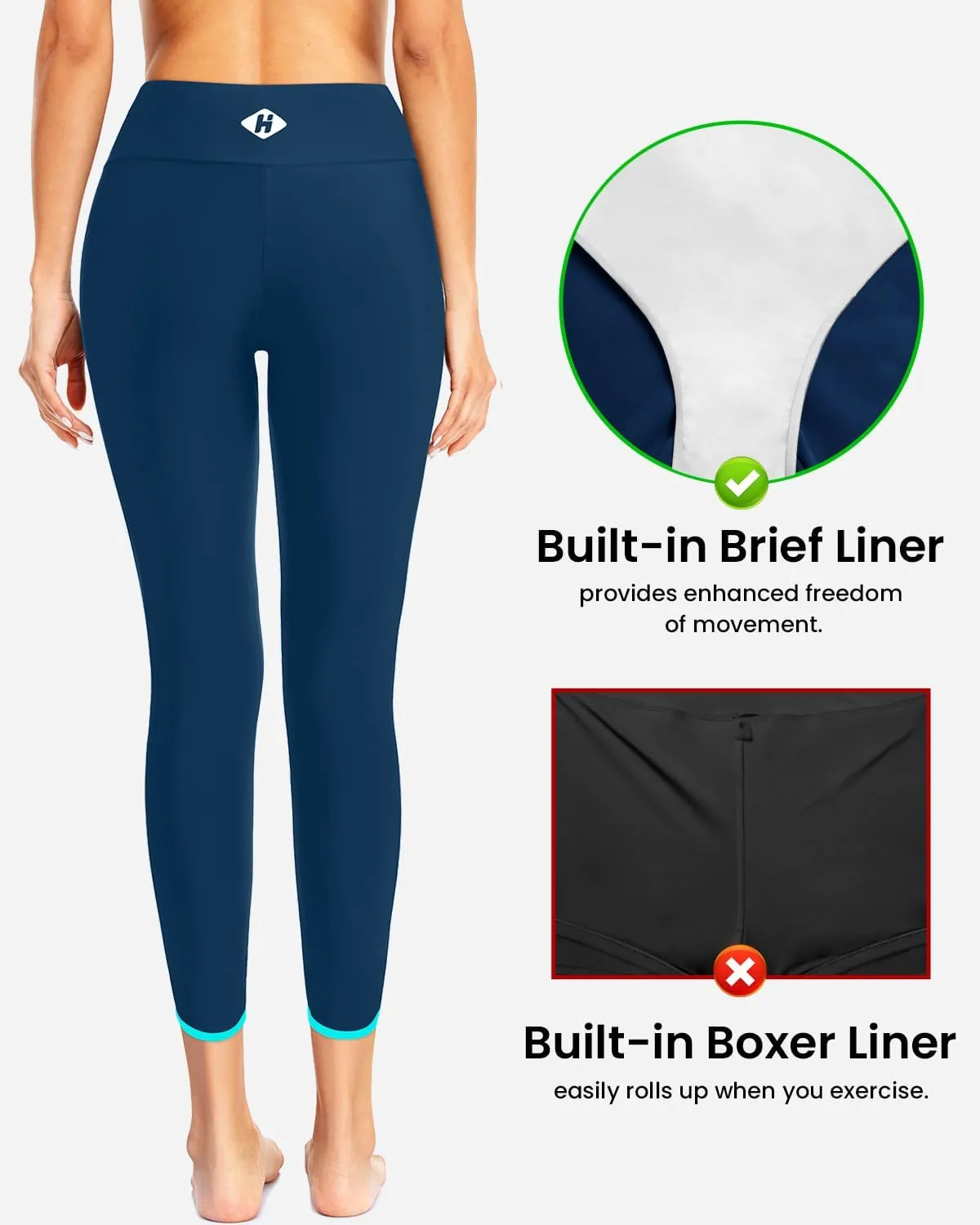 Holipick High Waisted Swim Pants for Women - Swimming Leggings Swimsuit UPF 50  Rash Guard