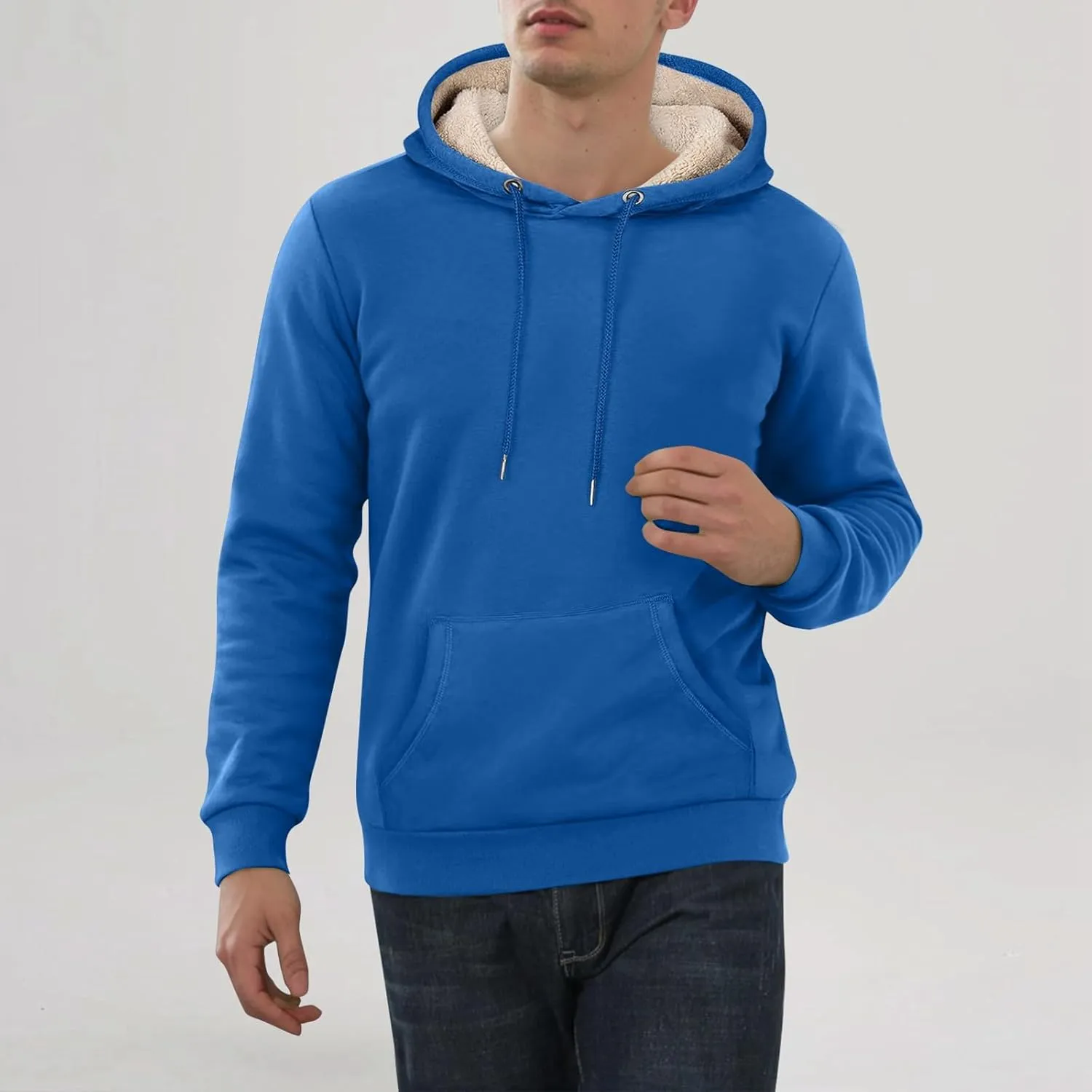 Hoodies for Men Sherpa Fleece Lined Pullover Thick Winter Sweatshirt Winter Windproof Warm