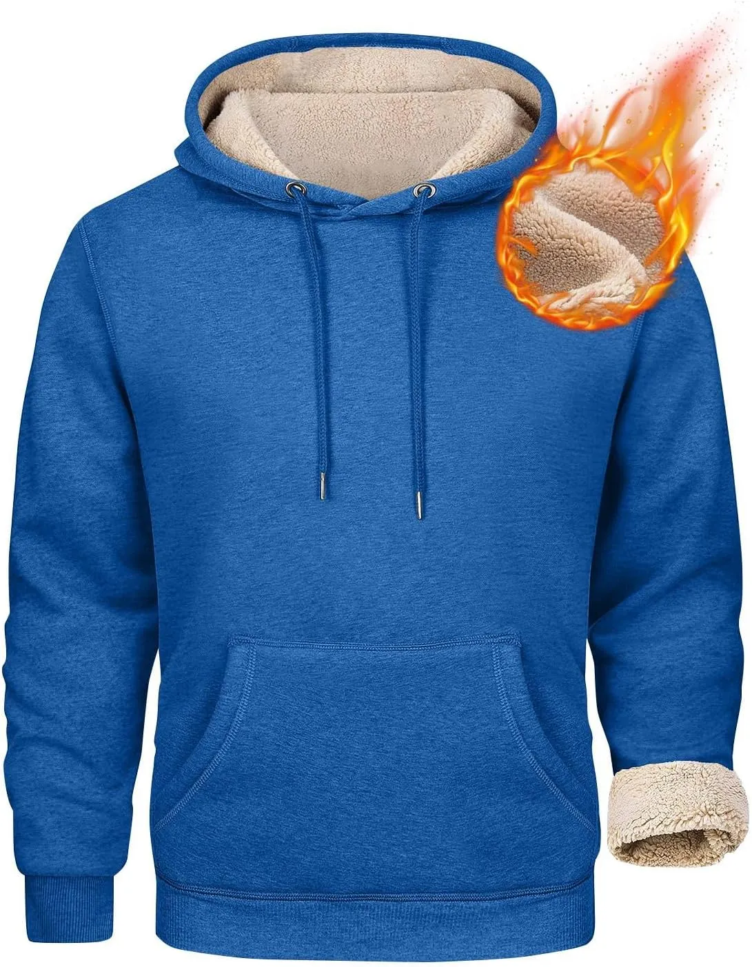 Hoodies for Men Sherpa Fleece Lined Pullover Thick Winter Sweatshirt Winter Windproof Warm