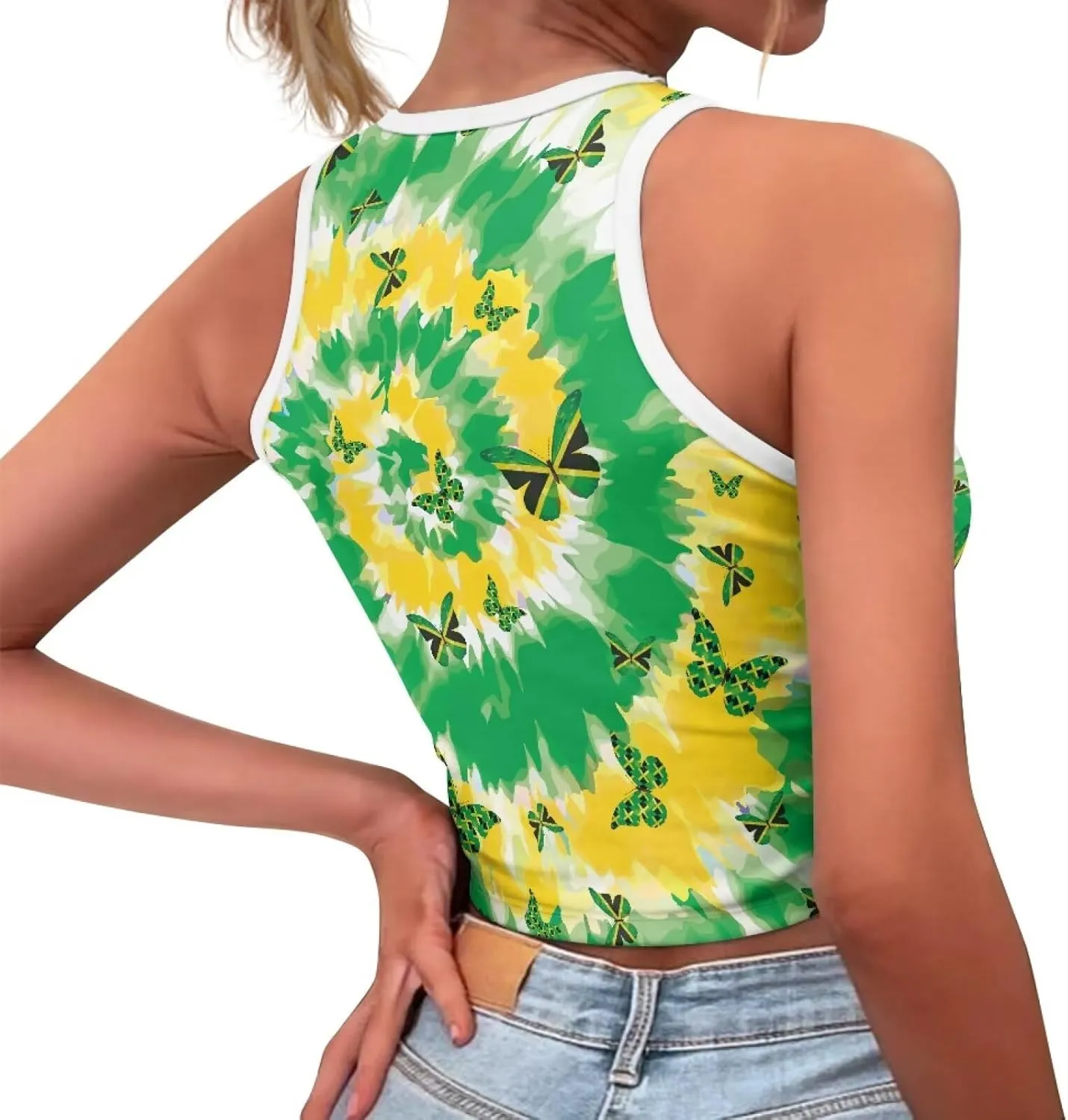 Jamaican Pride Tank Top for Women Jamaican Flag Tank Tops Ethnic Style Casual Basic Tank Crop Tops XS-XXL