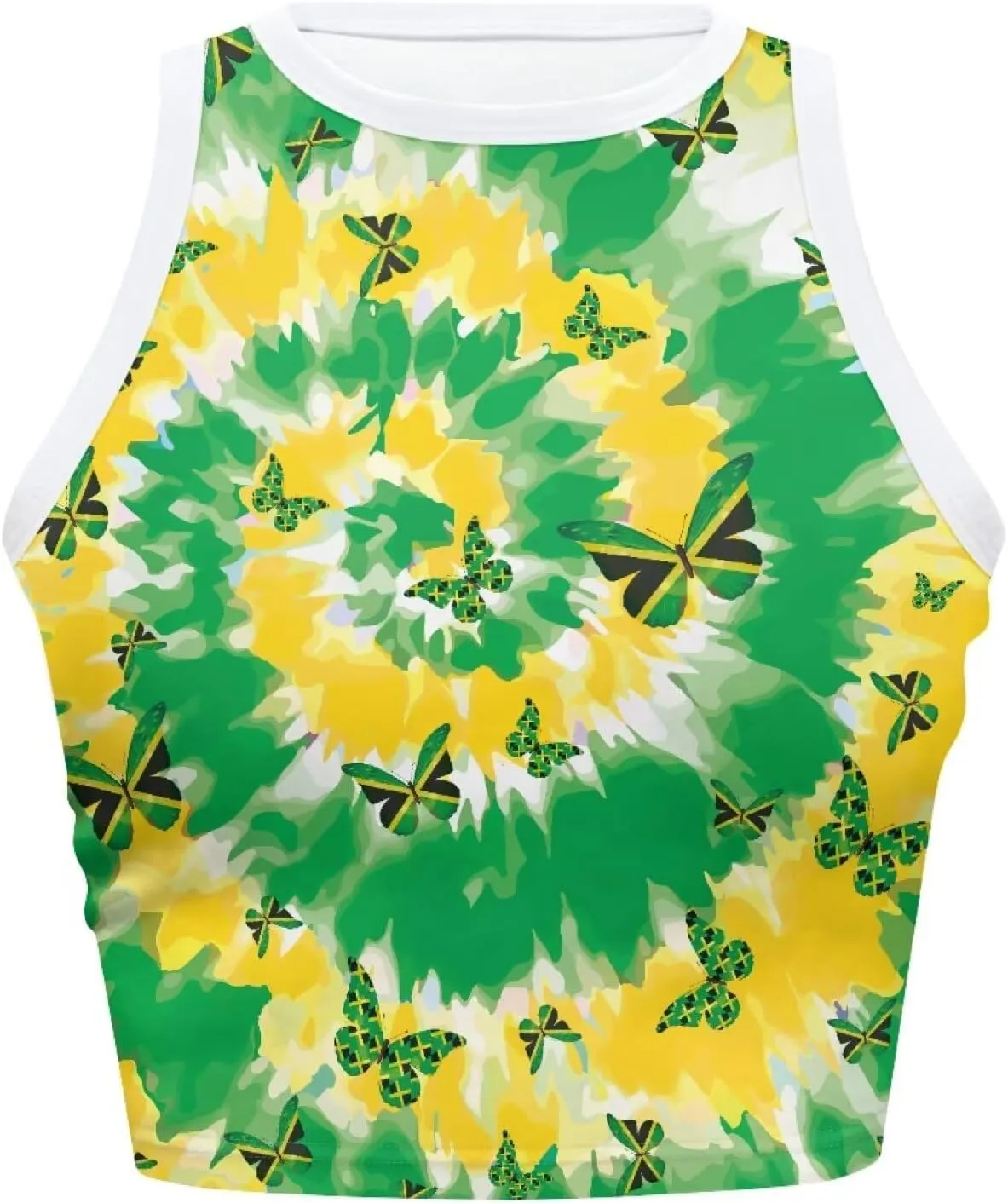 Jamaican Pride Tank Top for Women Jamaican Flag Tank Tops Ethnic Style Casual Basic Tank Crop Tops XS-XXL