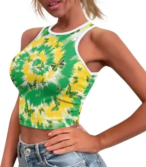 Jamaican Pride Tank Top for Women Jamaican Flag Tank Tops Ethnic Style Casual Basic Tank Crop Tops XS-XXL