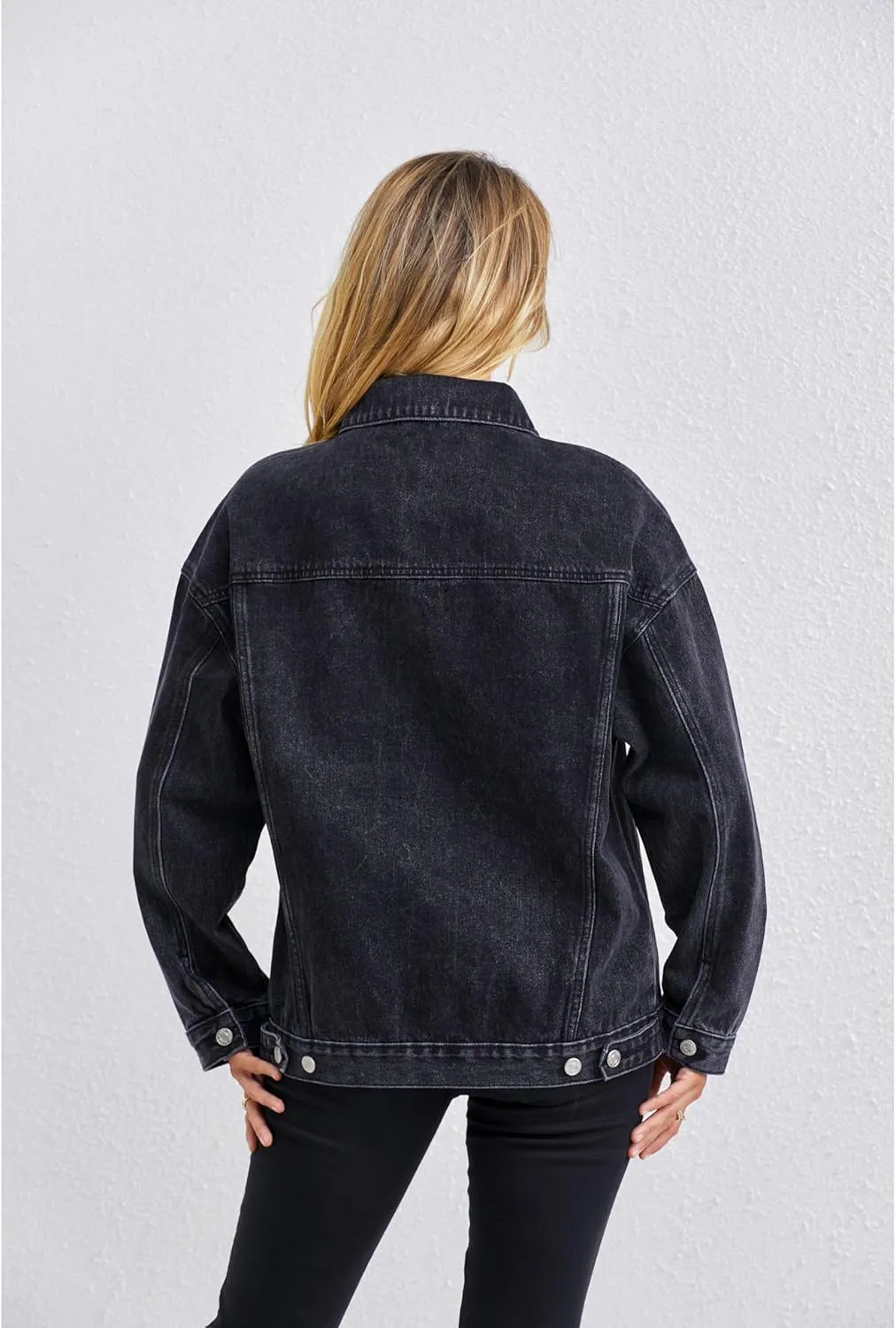 Jean Jacket for Women, Oversize Trendy Denim Jacket, Women's Loose Long Boyfriend Jean Jackets Coat
