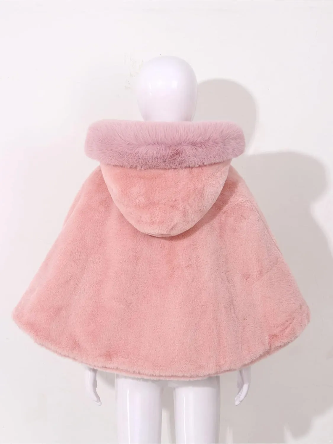 JEATHA Toddler Baby Girls Fleece Carseat Poncho Warm Winter Coat Kids Furry Hooded Cape Cloak Jacket Outerwear