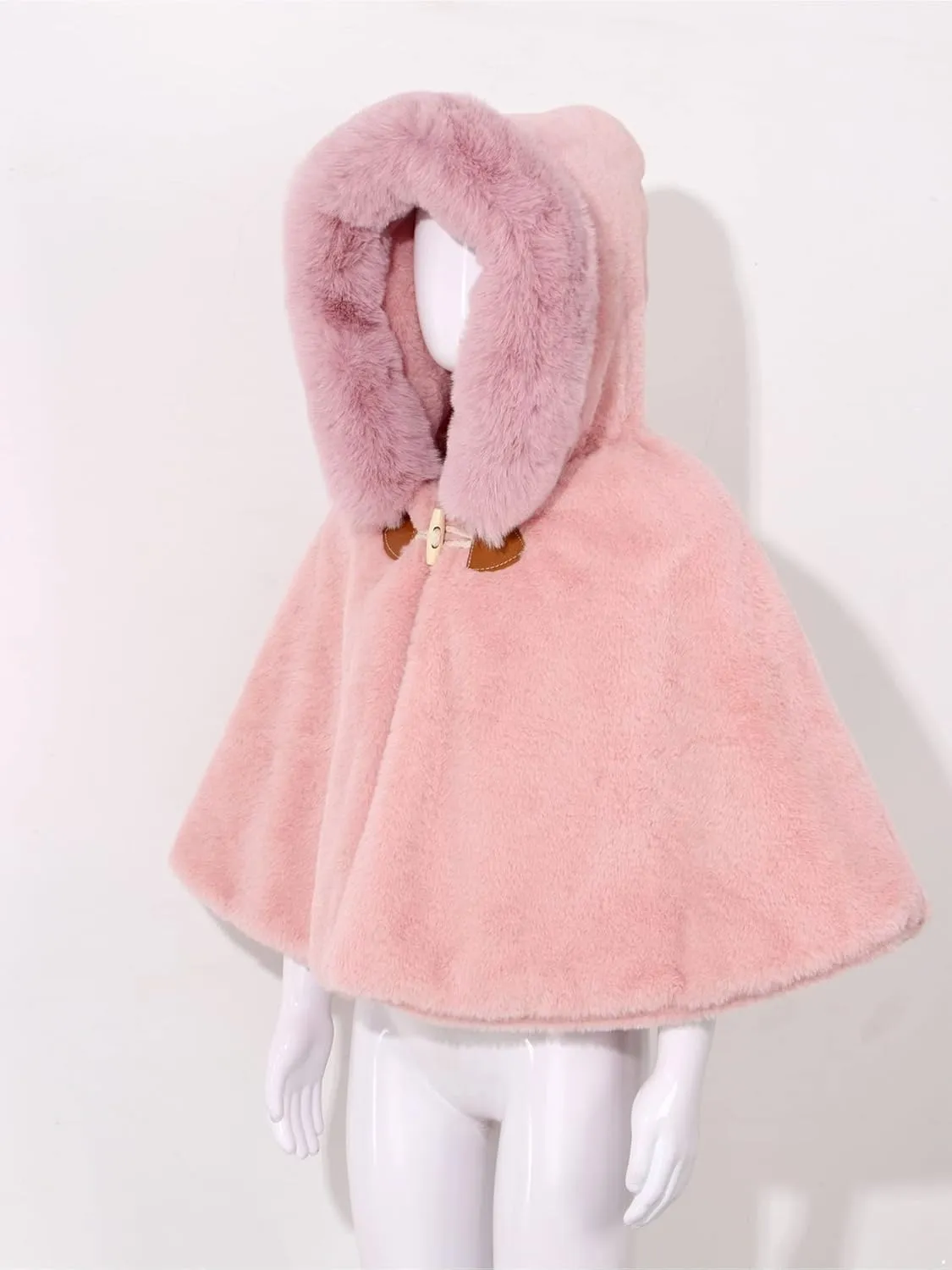 JEATHA Toddler Baby Girls Fleece Carseat Poncho Warm Winter Coat Kids Furry Hooded Cape Cloak Jacket Outerwear