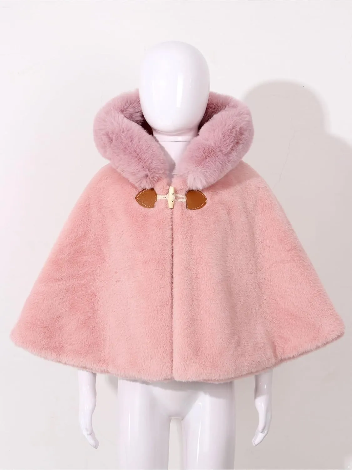 JEATHA Toddler Baby Girls Fleece Carseat Poncho Warm Winter Coat Kids Furry Hooded Cape Cloak Jacket Outerwear