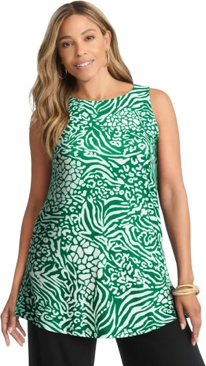 Jessica London Women's Plus Size Knit Tunic Tank Long Sleeveless Blouse