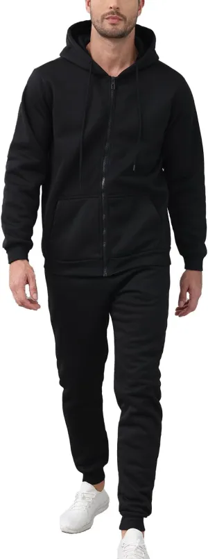 JIHUILAI Mens Tracksuit, Track Jackets and Pants 2 Piece Outfit Mens Hoodie Sweatsuit Full-Zip Fleece Jogger Set, S-3XL