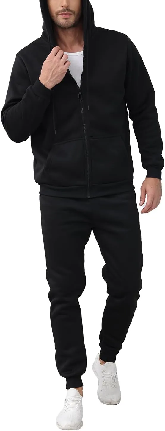 JIHUILAI Mens Tracksuit, Track Jackets and Pants 2 Piece Outfit Mens Hoodie Sweatsuit Full-Zip Fleece Jogger Set, S-3XL