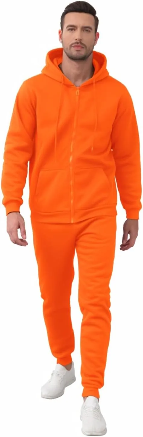 JIHUILAI Mens Tracksuit, Track Jackets and Pants 2 Piece Outfit Mens Hoodie Sweatsuit Full-Zip Fleece Jogger Set, S-3XL