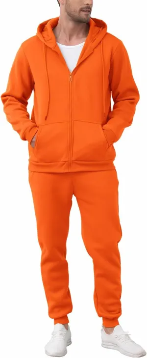 JIHUILAI Mens Tracksuit, Track Jackets and Pants 2 Piece Outfit Mens Hoodie Sweatsuit Full-Zip Fleece Jogger Set, S-3XL