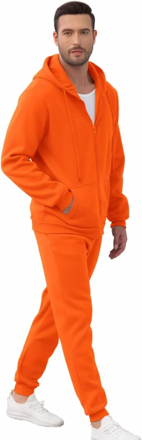 JIHUILAI Mens Tracksuit, Track Jackets and Pants 2 Piece Outfit Mens Hoodie Sweatsuit Full-Zip Fleece Jogger Set, S-3XL