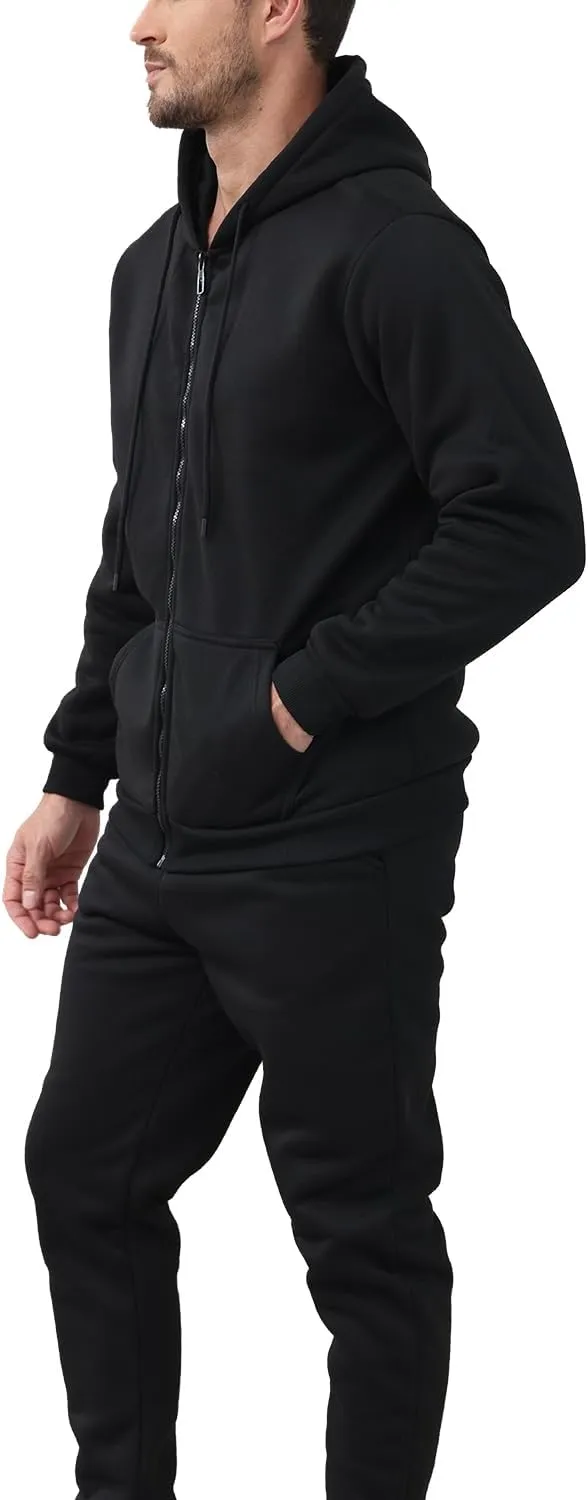 JIHUILAI Mens Tracksuit, Track Jackets and Pants 2 Piece Outfit Mens Hoodie Sweatsuit Full-Zip Fleece Jogger Set, S-3XL