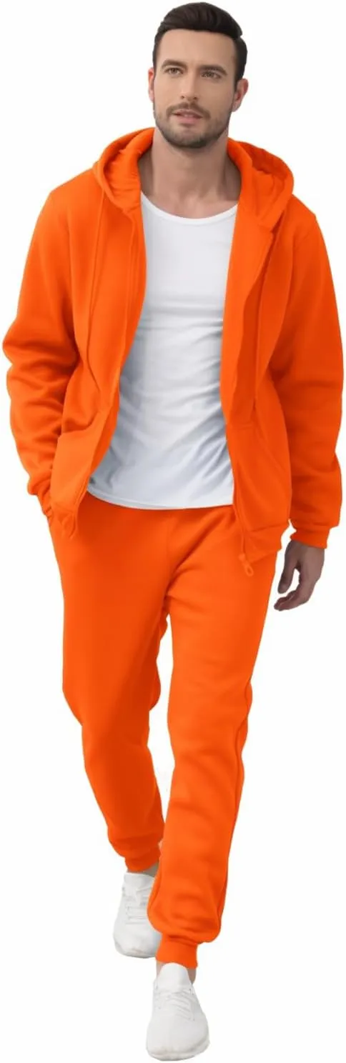 JIHUILAI Mens Tracksuit, Track Jackets and Pants 2 Piece Outfit Mens Hoodie Sweatsuit Full-Zip Fleece Jogger Set, S-3XL