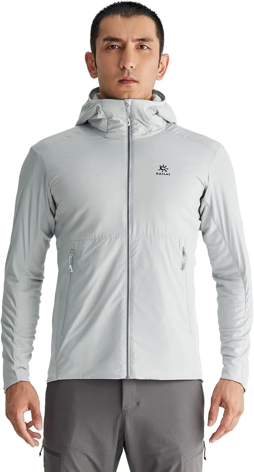 KAILAS Men's Puffer Winter Down Jacket Hooded Packable Lightweight Coat Windproof Jacket Hiking Ski Travel Primaloft Cotton