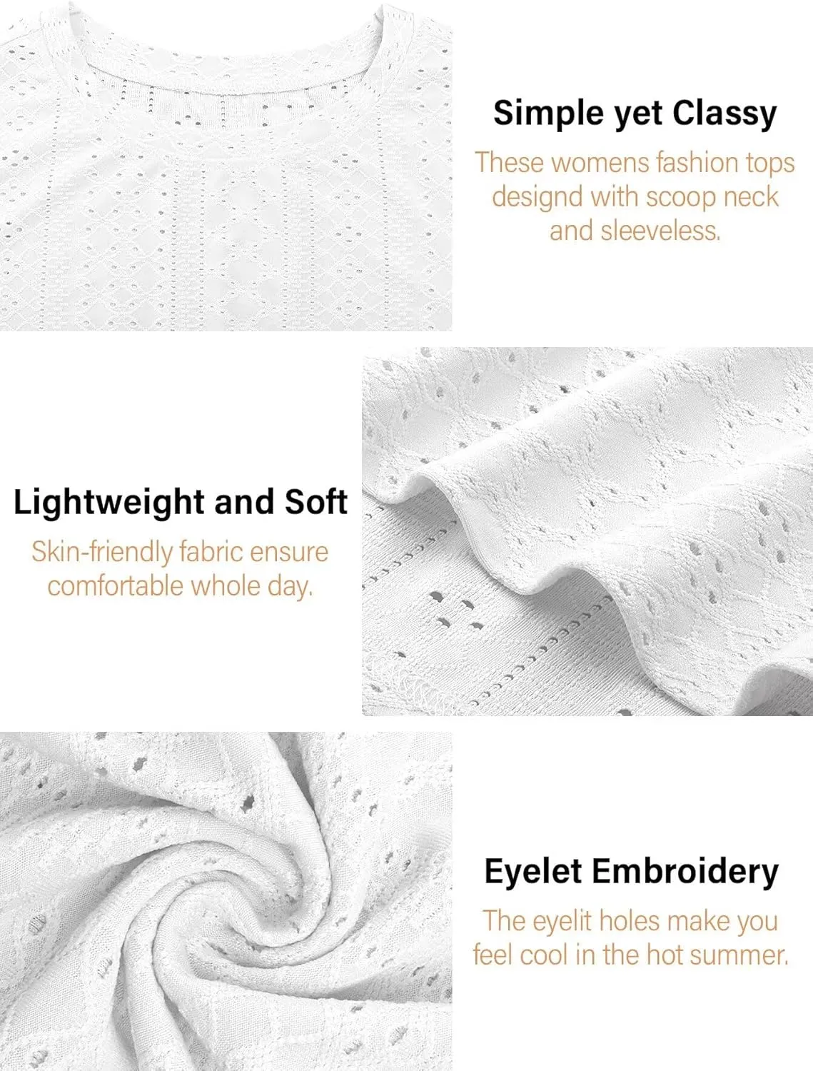 KKJ Womens Tank Tops Eyelet Embroidery Crewneck Sleeveless Going Out Casual Summer Basic Loose Shirts 2025 Fashion Clothes
