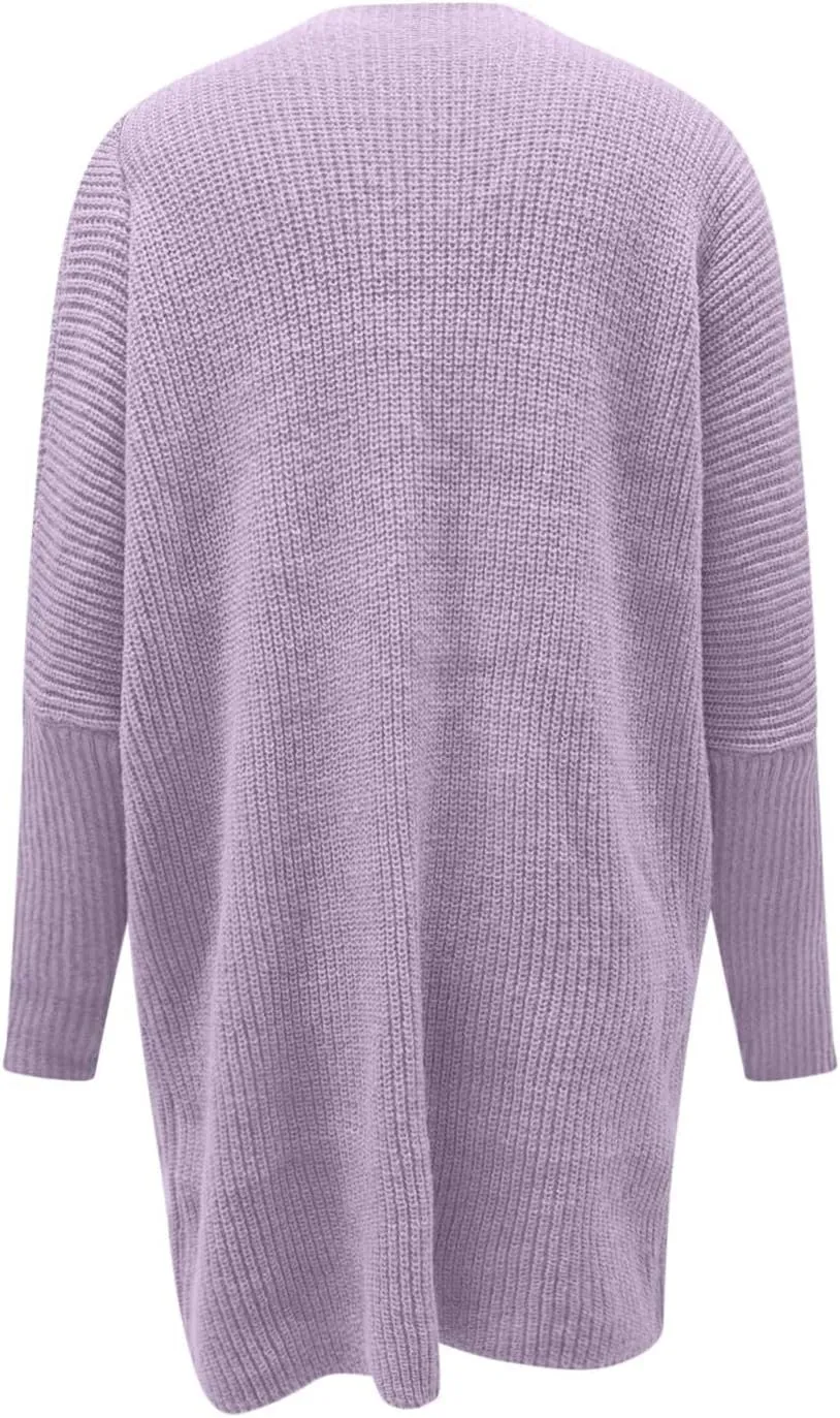Knit Crochet Sweater Cardigan for Women Open Front Solid Long Sleeve Outwear with Pockets 2024 Winter