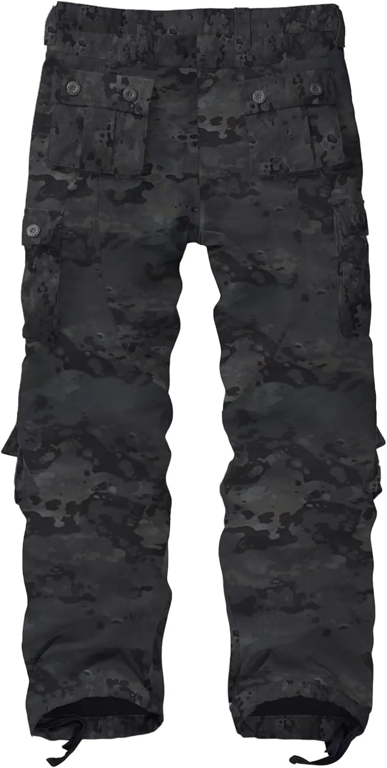 KOCTHOMY Mens Fleece Lined Hiking Pants,Winter Outdoor Thermal Casual Work Cargo Pants with Multi Pockets, No Belt.