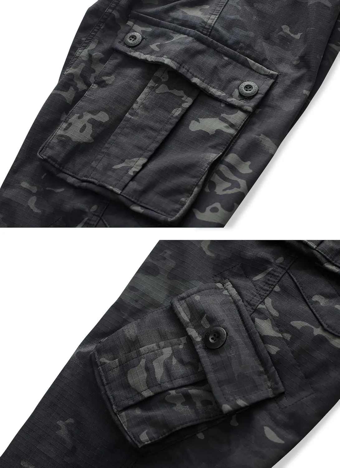 KOCTHOMY Mens Fleece Lined Hiking Pants,Winter Outdoor Thermal Casual Work Cargo Pants with Multi Pockets, No Belt.
