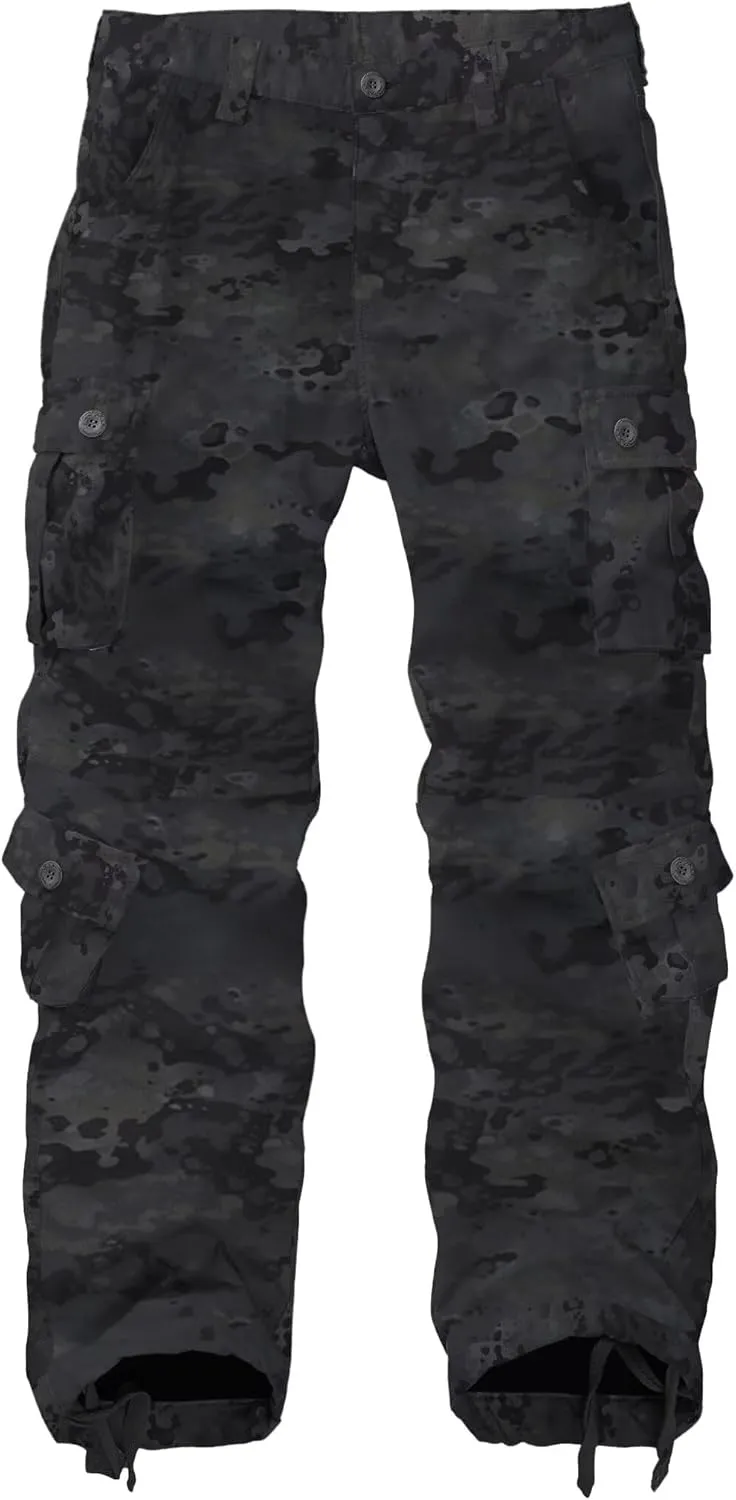 KOCTHOMY Mens Fleece Lined Hiking Pants,Winter Outdoor Thermal Casual Work Cargo Pants with Multi Pockets, No Belt.